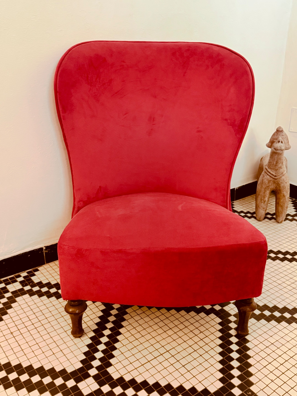 Fauteuil velours rouge